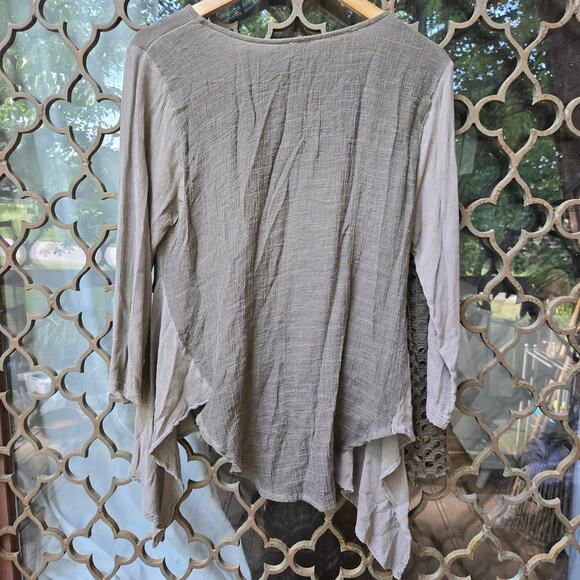 Pretty Angel Women Vtg Y2K Asymmetric Lagenlook Artsy Linen Blend Boho Layered L - Picture 8 of 10